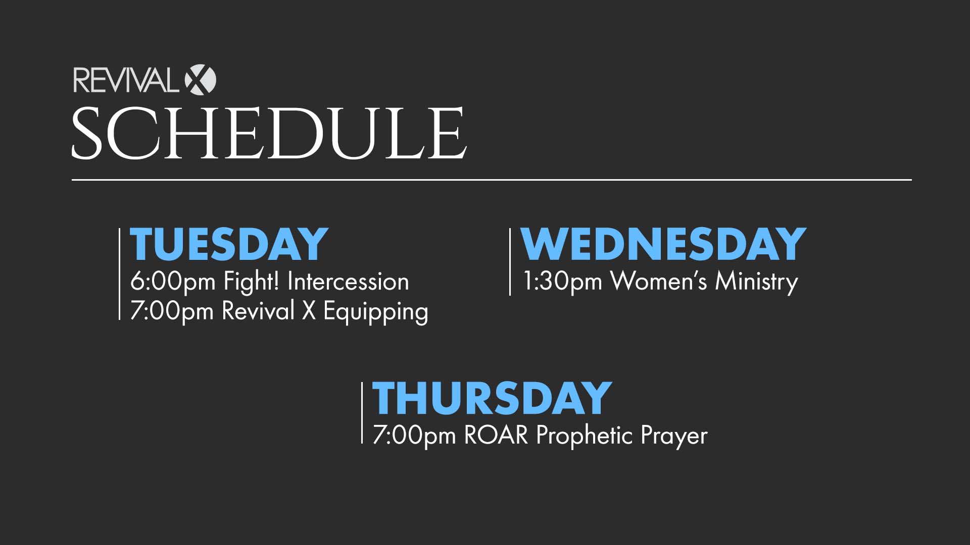 Revival X Schedule